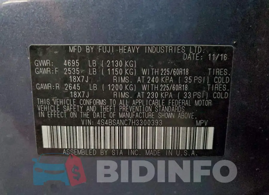 4S4BSANC7H3300393 Photo# 14