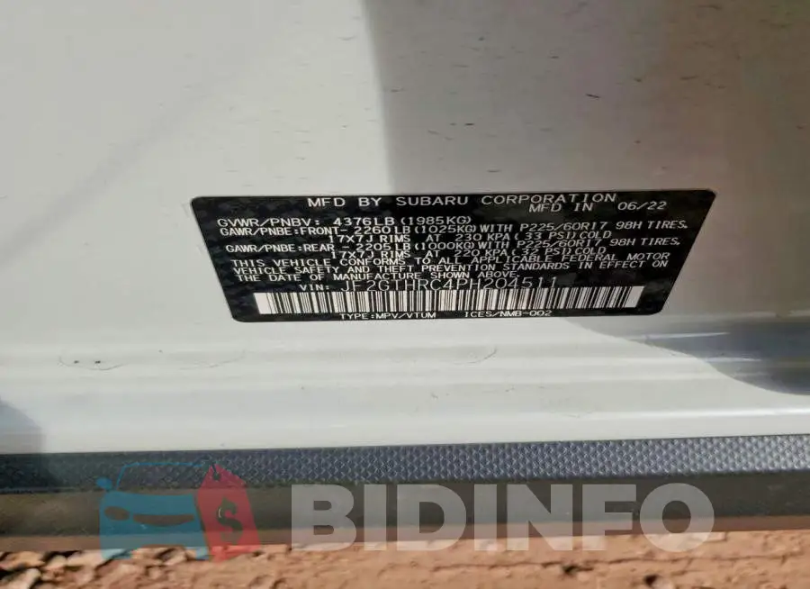 JF2GTHRC4PH204511 Photo# 12