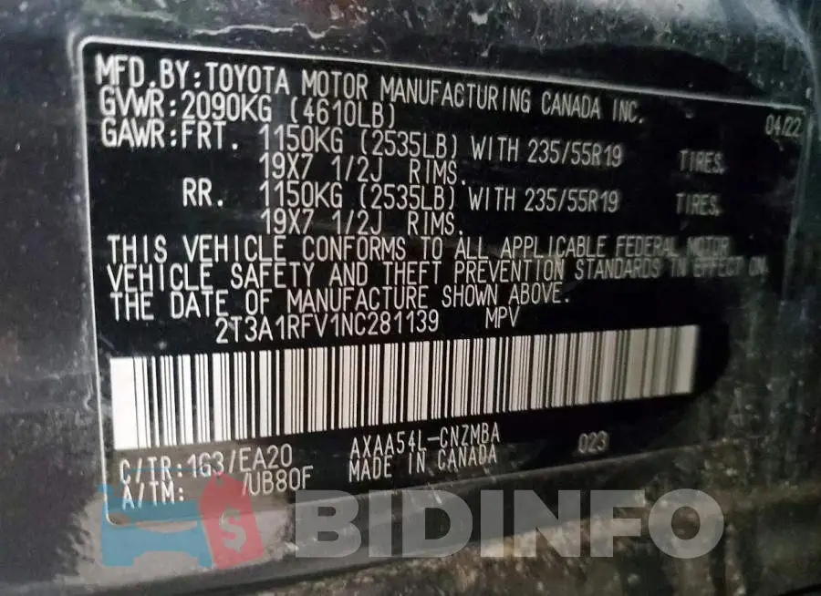 2T3A1RFV1NC281139 Photo# 12