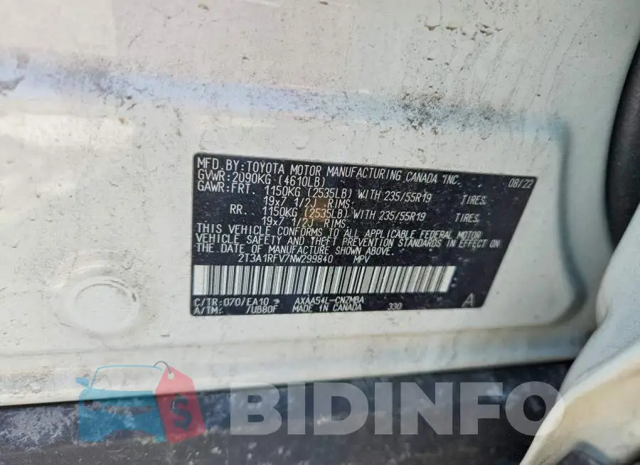 2T3A1RFV7NW299840 Photo# 14