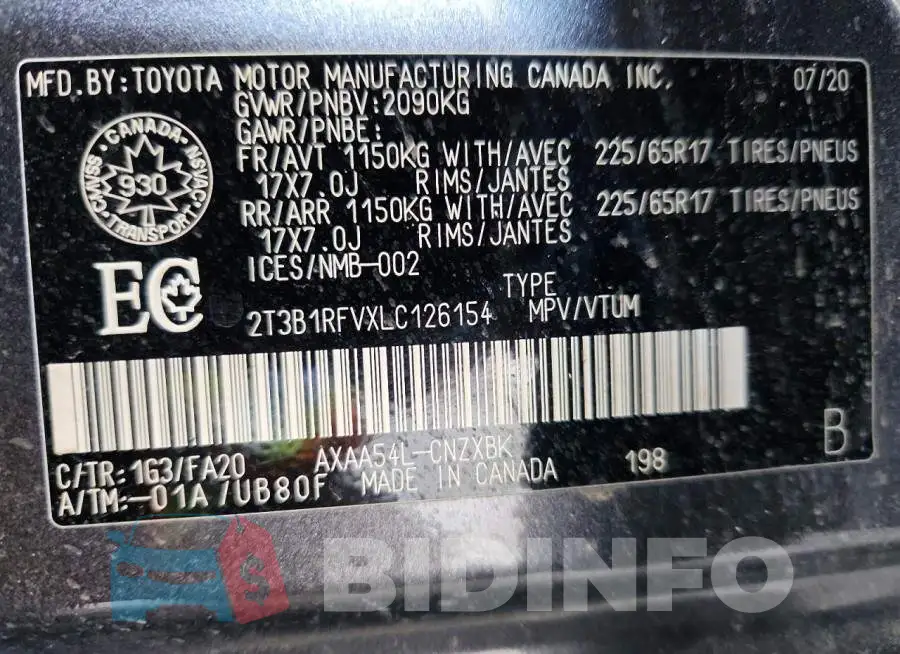 2T3B1RFVXLC126154 Photo# 14