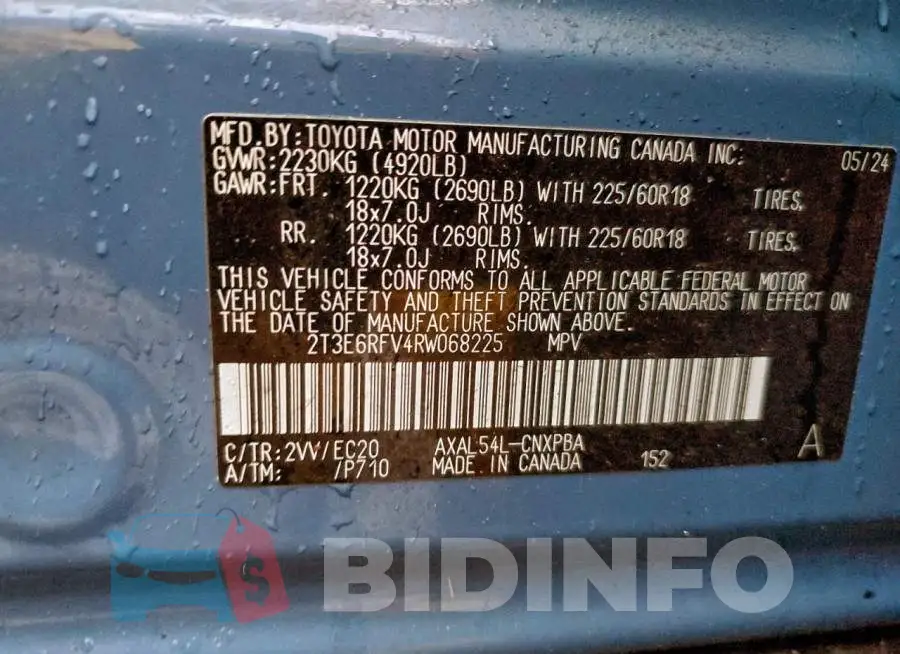 2T3E6RFV4RW068225 Photo# 13