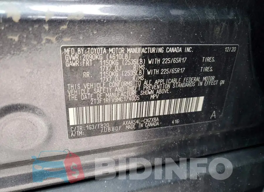 2T3F1RFV9MC174005 Photo# 13