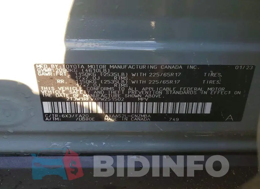 2T3W1RFVXPW251502 Photo# 13