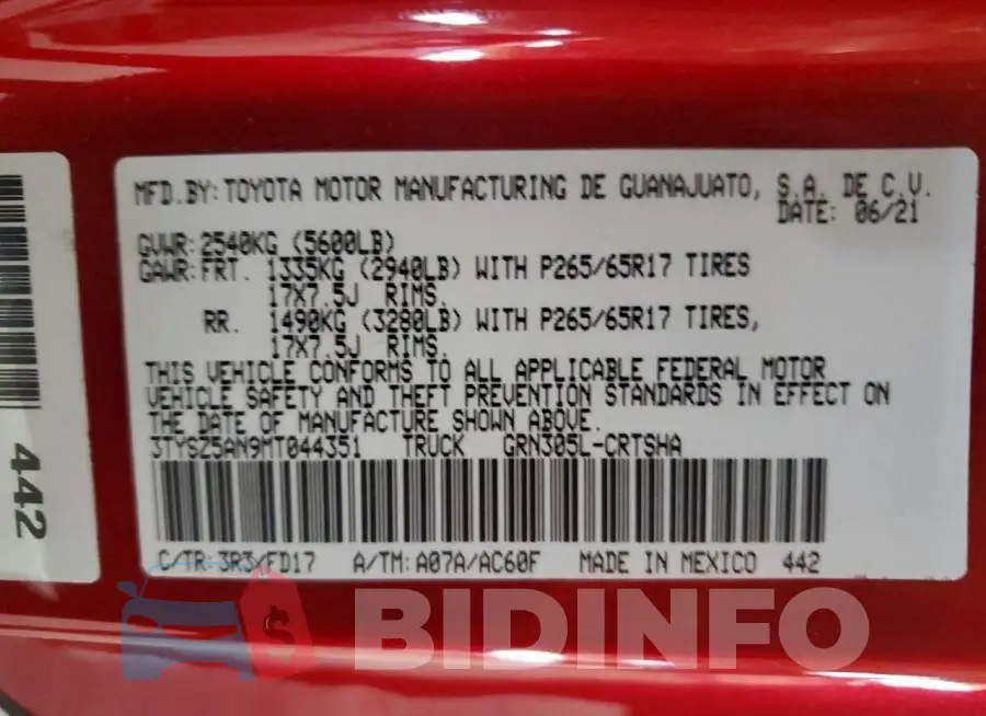 3TYSZ5AN9MT044351 Photo# 13
