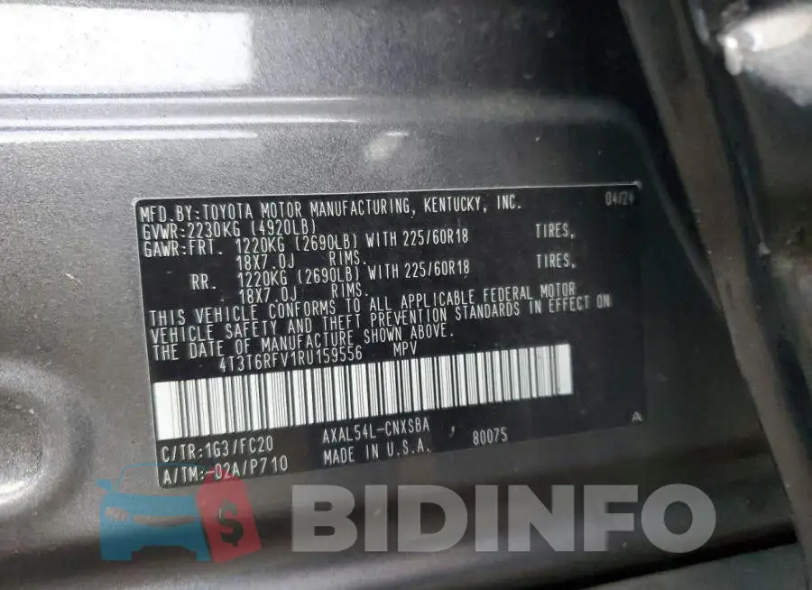 4T3T6RFV1RU159556 Photo# 13