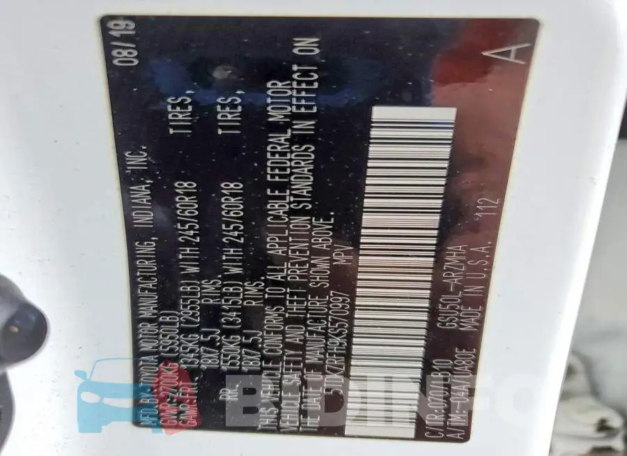 5TDKZRFH9KS570997 Photo# 13