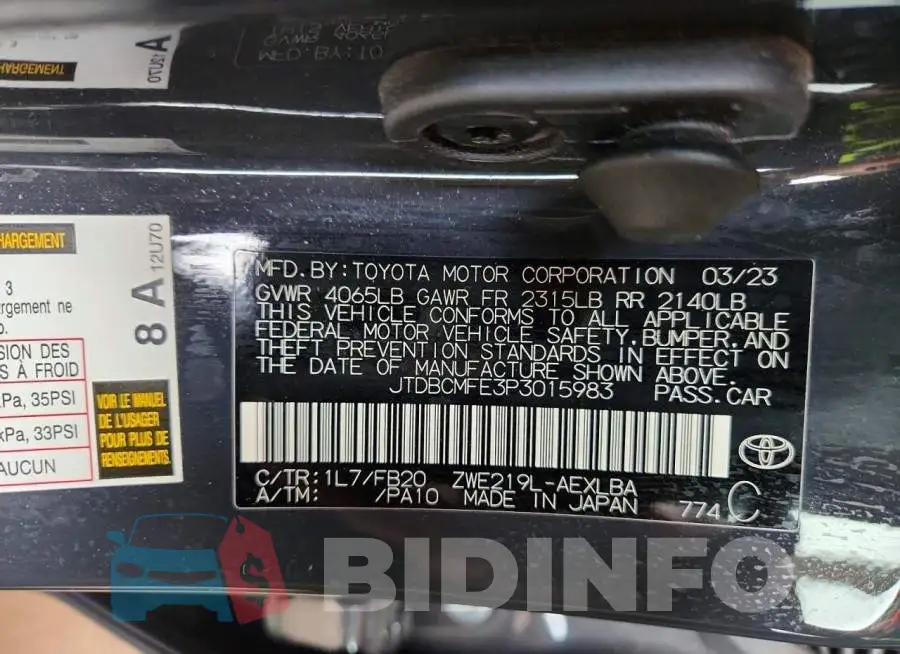 JTDBCMFE3P3015983 Photo# 12