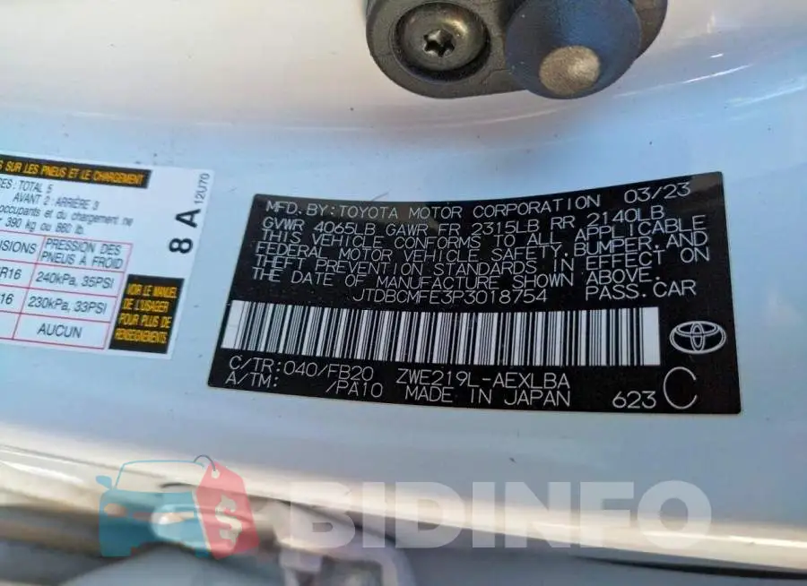 JTDBCMFE3P3018754 Photo# 13