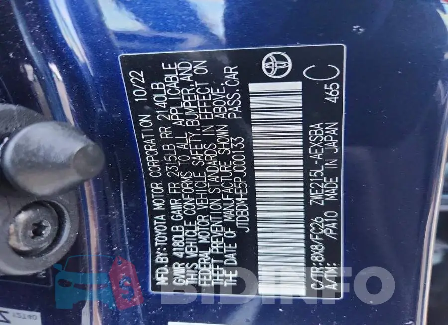 JTDBDMHE5PJ000133 Photo# 12
