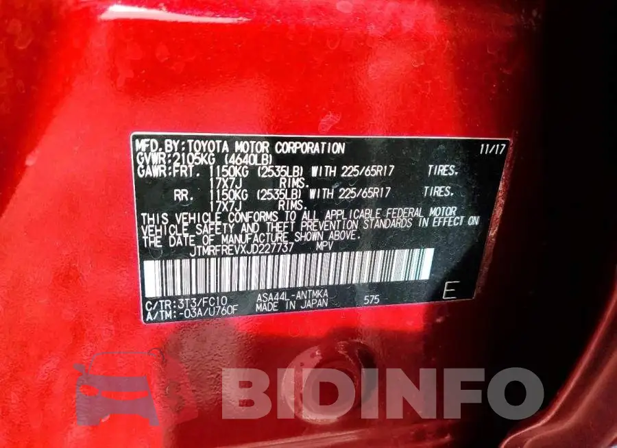 JTMRFREVXJD227737 Photo# 13