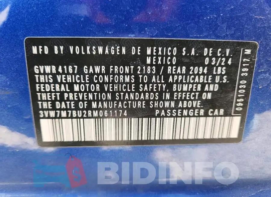 3VW7M7BU2RM061174 Photo# 12