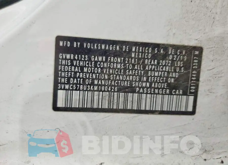 3VWC57BU3KM160426 Photo# 12