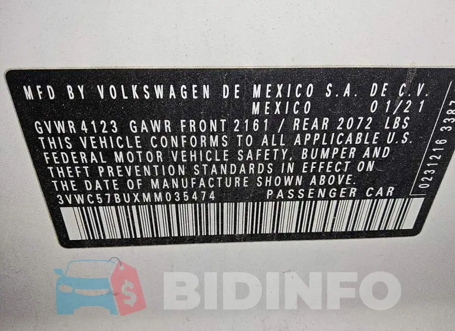 3VWC57BUXMM035474 Photo# 12
