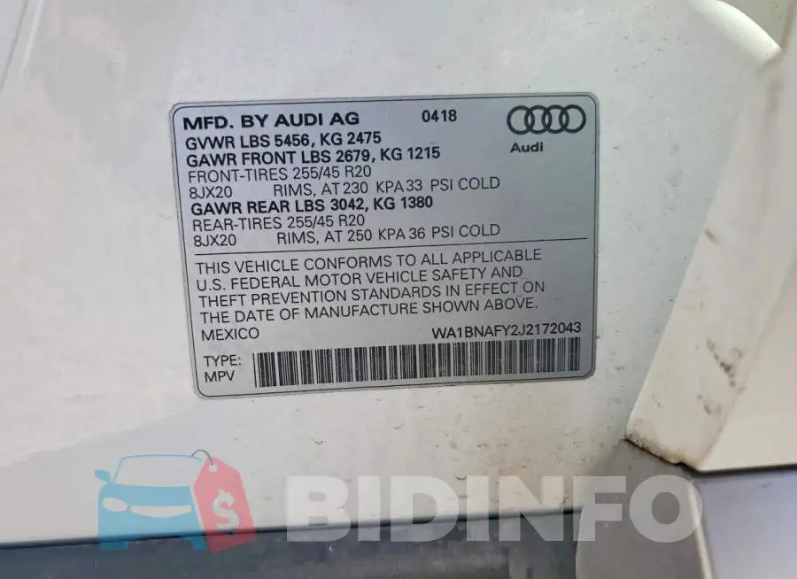 WA1BNAFY2J2172043 Photo# 13