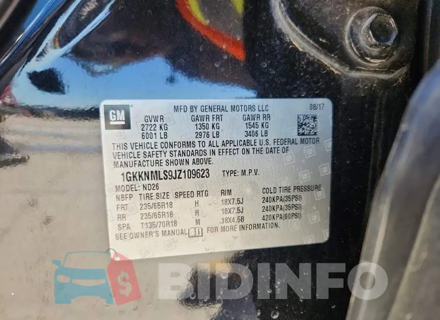 1GKKNMLS9JZ109623 Photo# 13