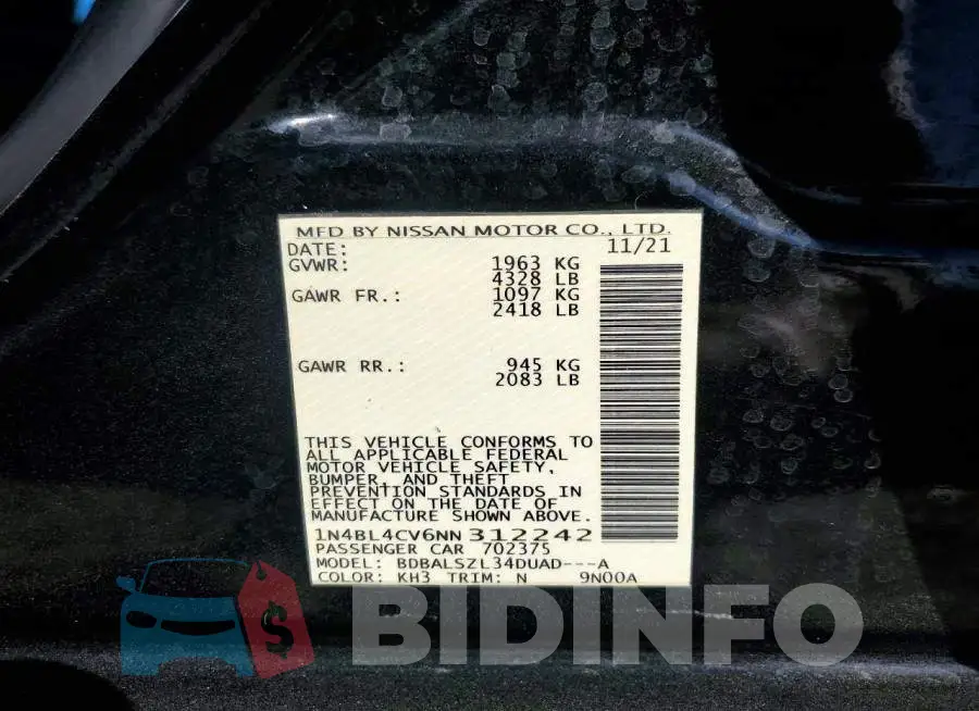 1N4BL4CV6NN312242 Photo# 12