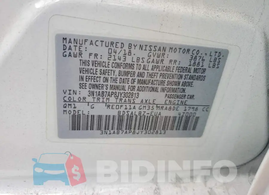 3N1AB7AP8JY302813 Photo# 12