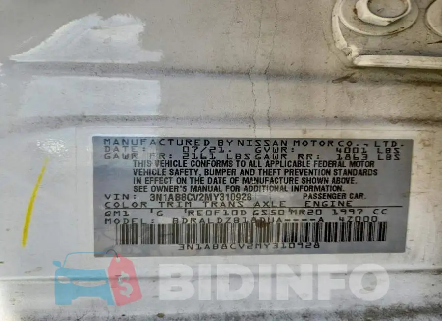 3N1AB8CV2MY310928 Photo# 13