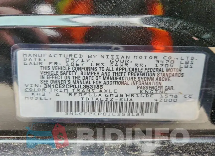 3N1CE2CP0JL353185 Photo# 12