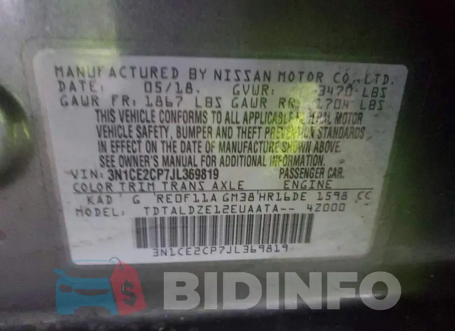 3N1CE2CP7JL369819 Photo# 13