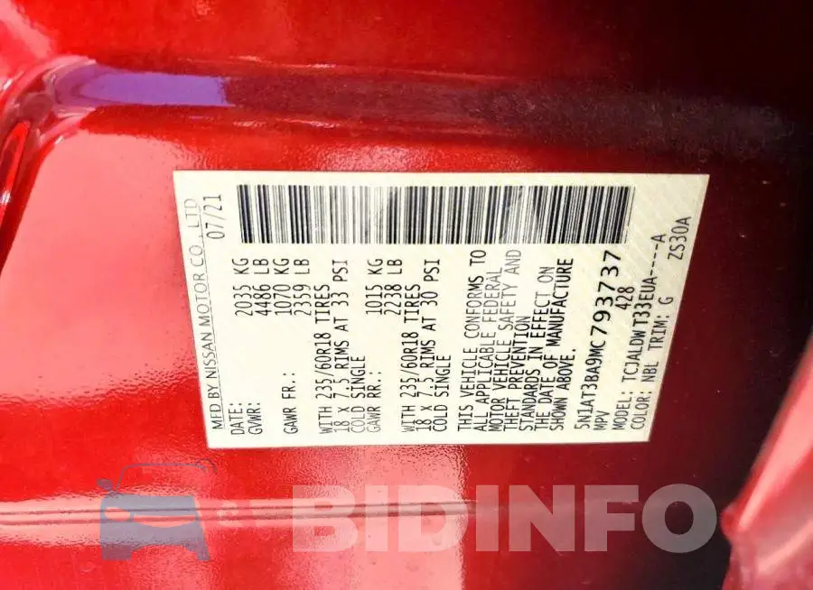 5N1AT3BA9MC793737 Photo# 13