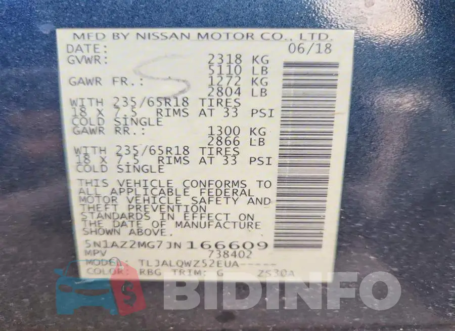 5N1AZ2MG7JN166609 Photo# 12