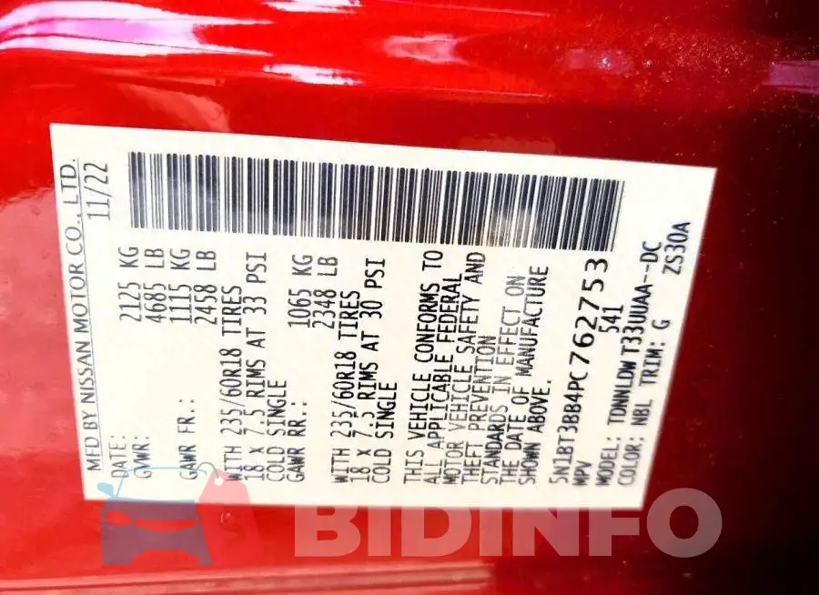 5N1BT3BB4PC762753 Photo# 14