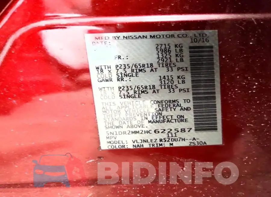5N1DR2MM2HC622587 Photo# 13