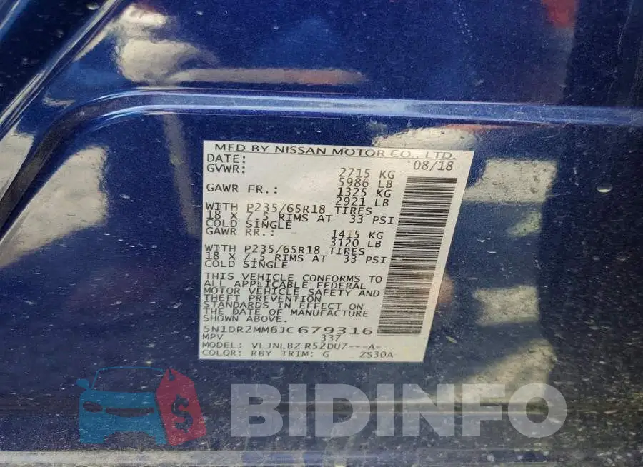 5N1DR2MM6JC679316 Photo# 13