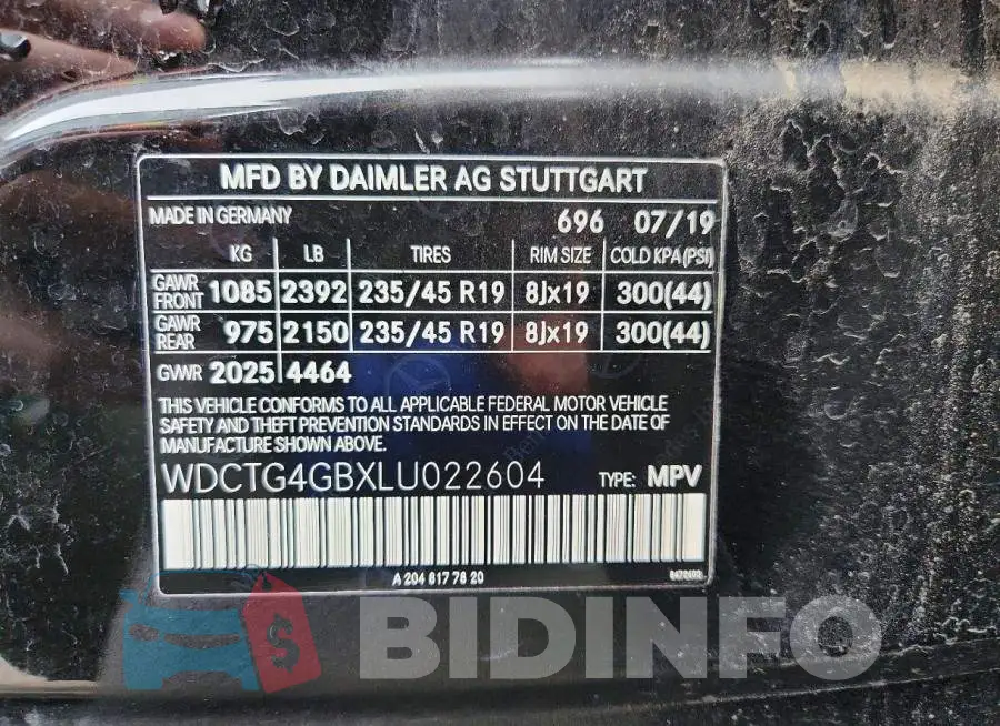 WDCTG4GBXLU022604 Photo# 13