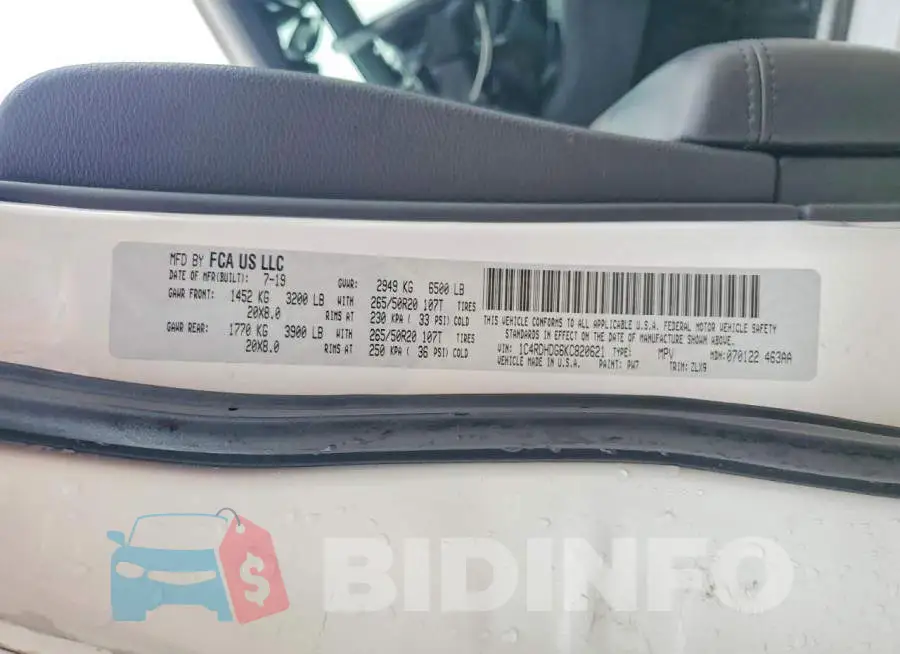1C4RDHDG6KC820621 Photo# 13