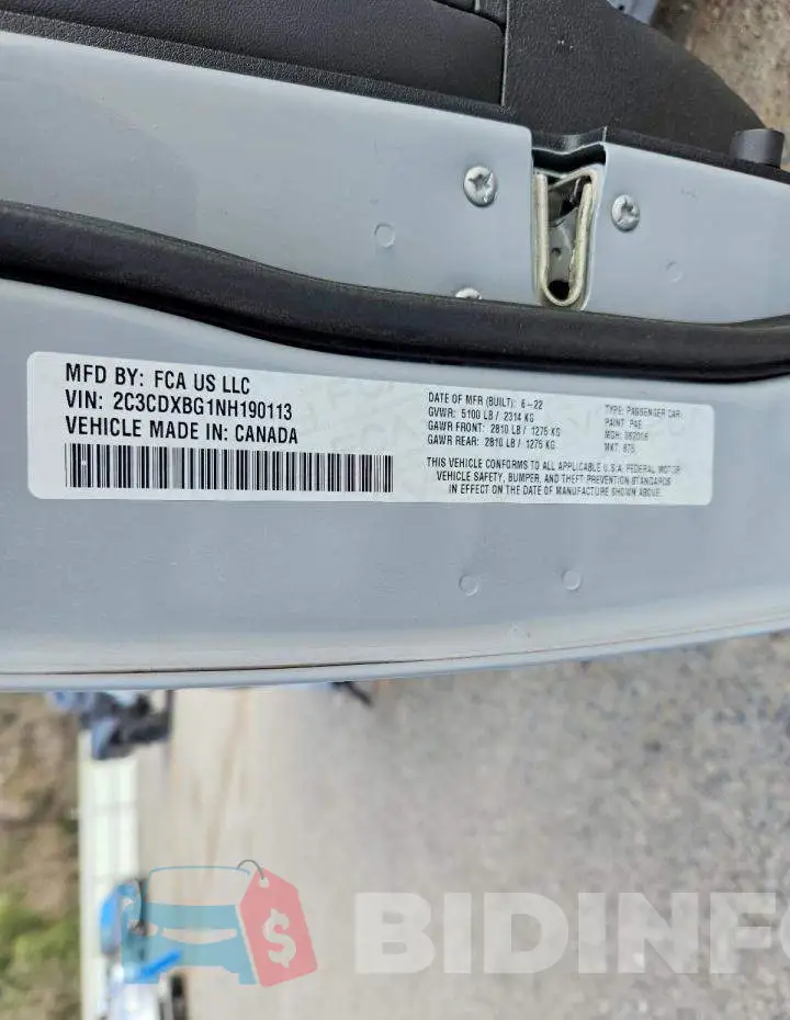 2C3CDXBG1NH190113 Photo# 12