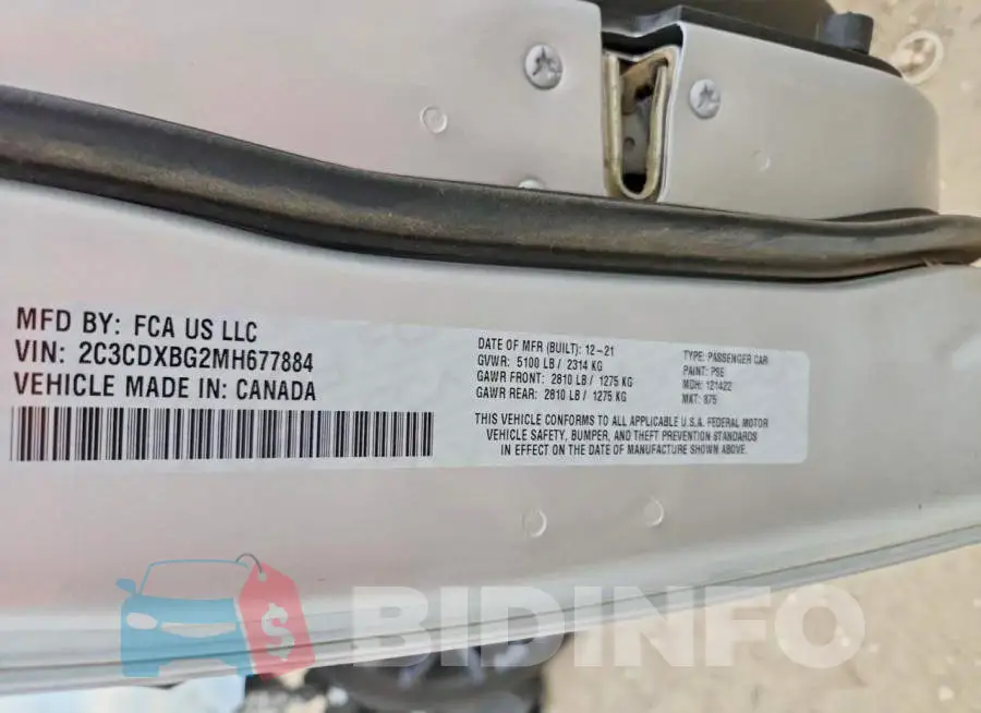 2C3CDXBG2MH677884 Photo# 11