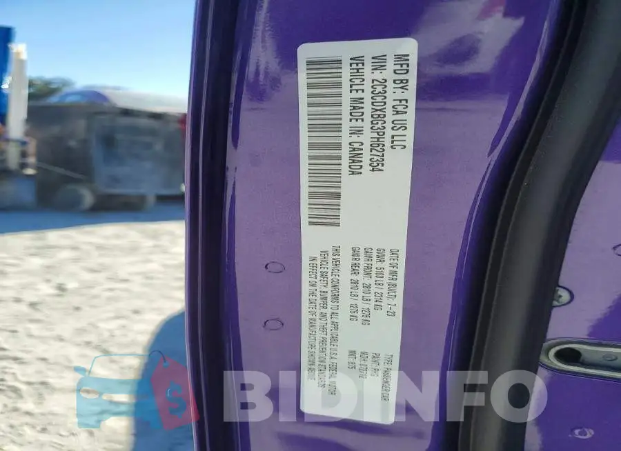 2C3CDXBG3PH627354 Photo# 13