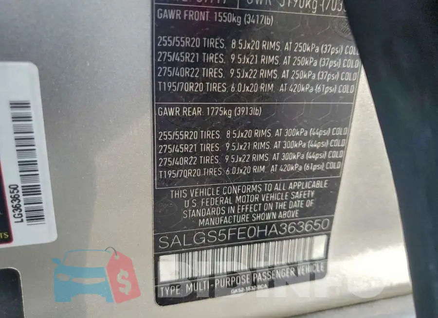 SALGS5FE0HA363650 Photo# 13