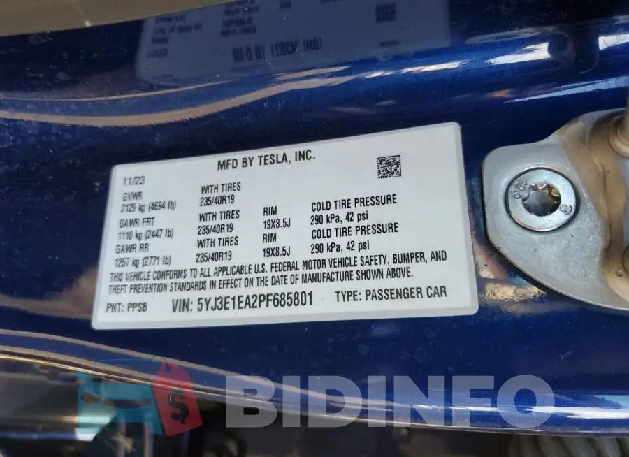 5YJ3E1EA2PF685801 Photo# 12
