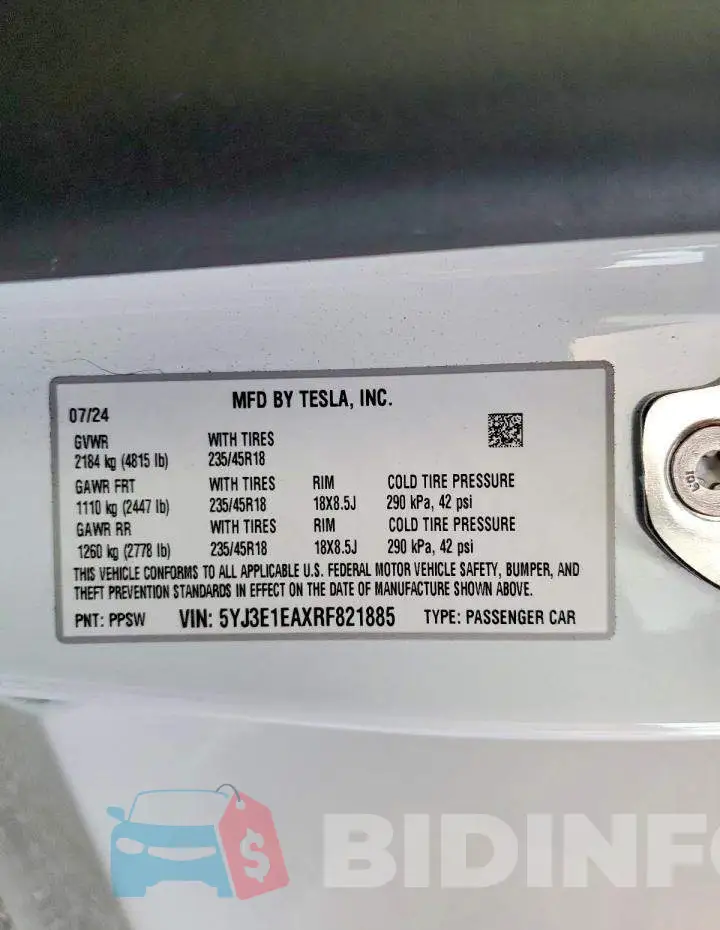 5YJ3E1EAXRF821885 Photo# 12