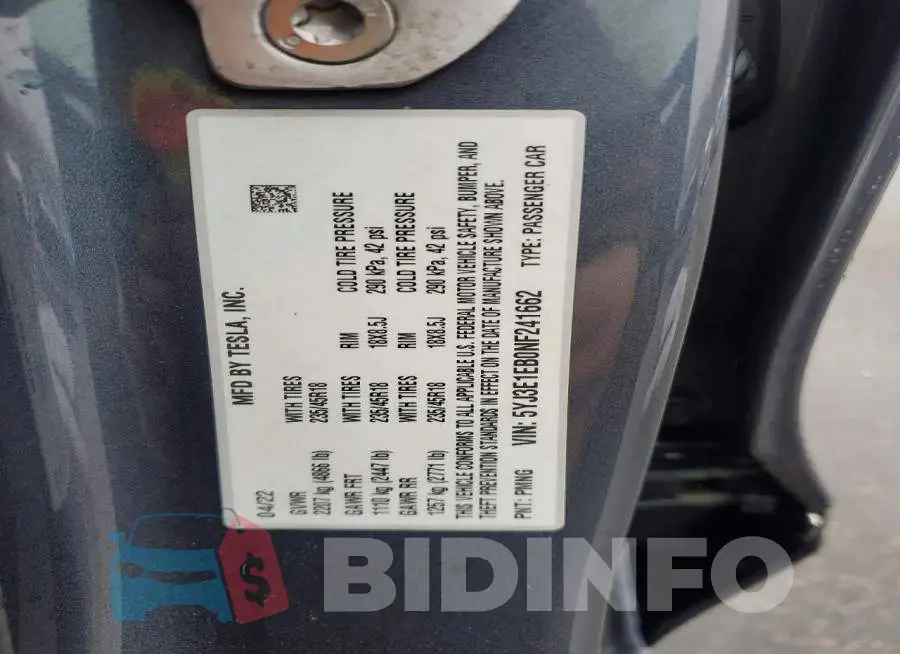 5YJ3E1EB0NF241662 Photo# 12