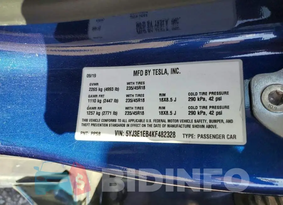 5YJ3E1EB4KF482328 Photo# 12