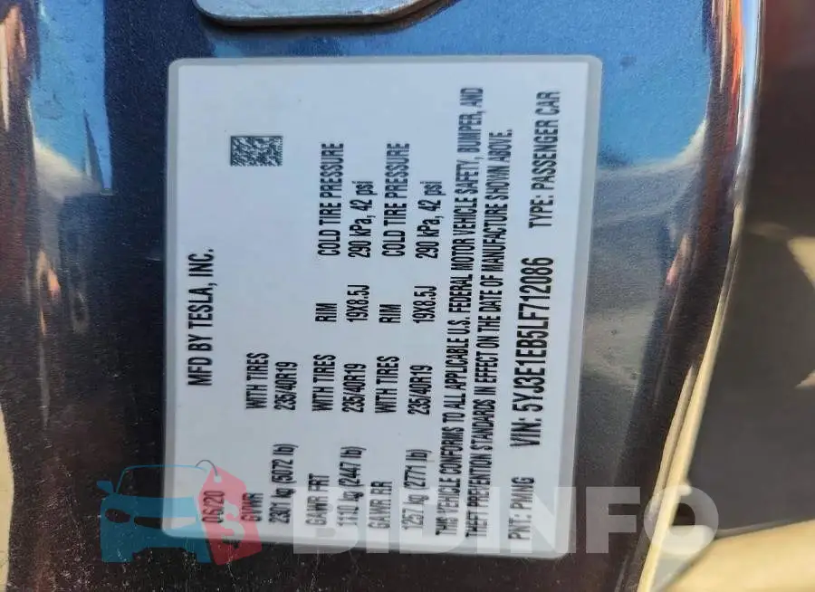 5YJ3E1EB5LF712086 Photo# 12