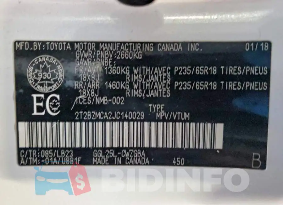 2T2BZMCA2JC140029 Photo# 13