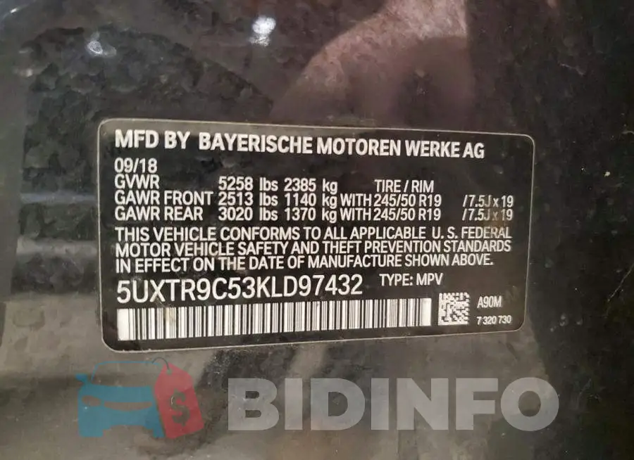 5UXTR9C53KLD97432 Photo# 13