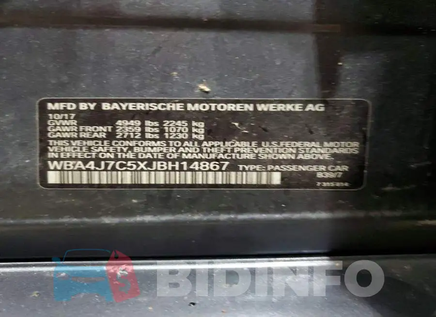 WBA4J7C5XJBH14867 Photo# 12
