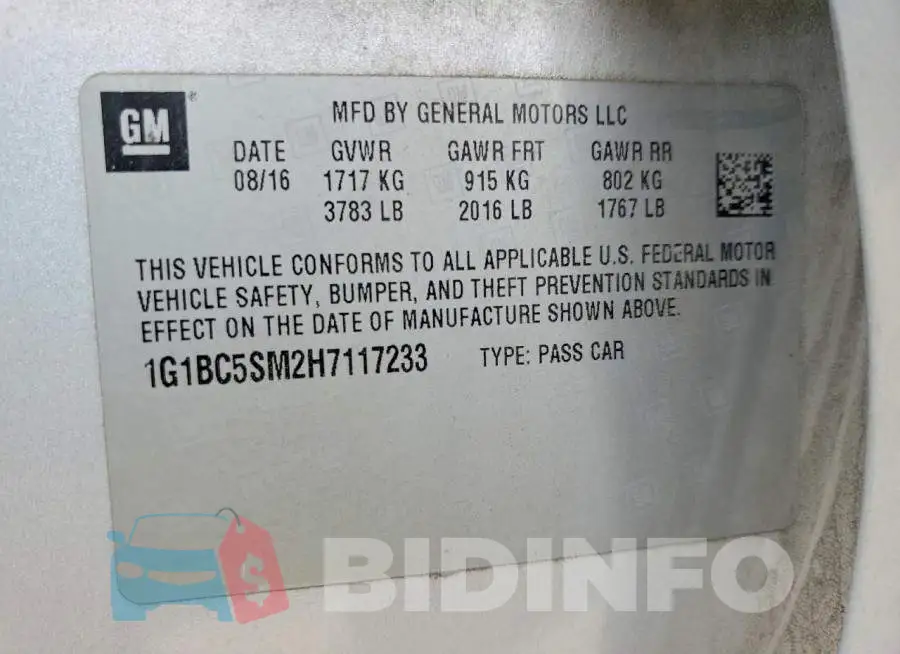 1G1BC5SM2H7117233 Photo# 13