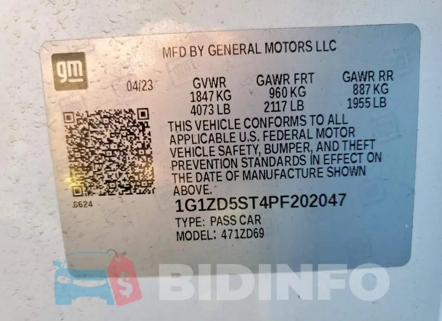 1G1ZD5ST4PF202047 Photo# 12