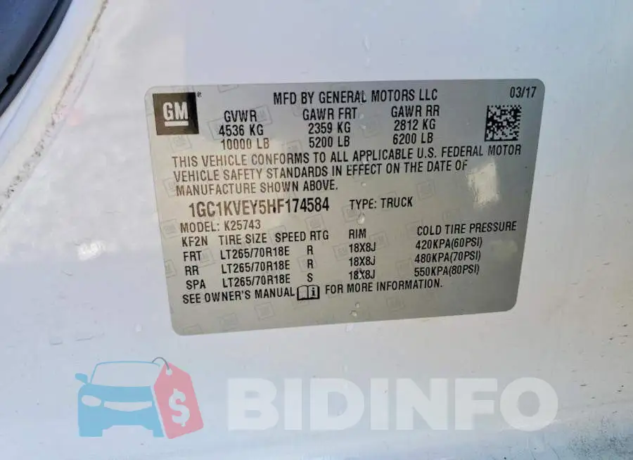 1GC1KVEY5HF174584 Photo# 12