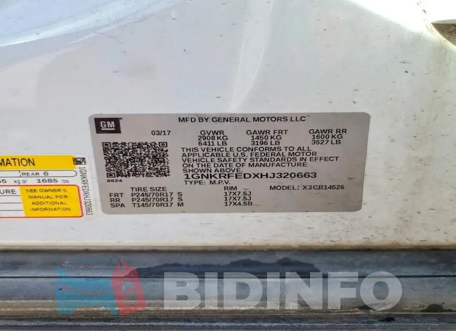 1GNKRFEDXHJ320663 Photo# 13
