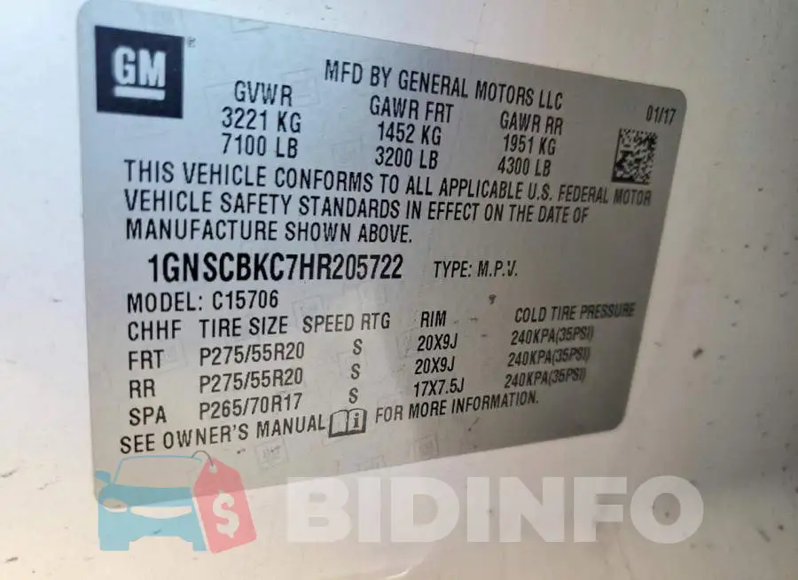 1GNSCBKC7HR205722 Photo# 13