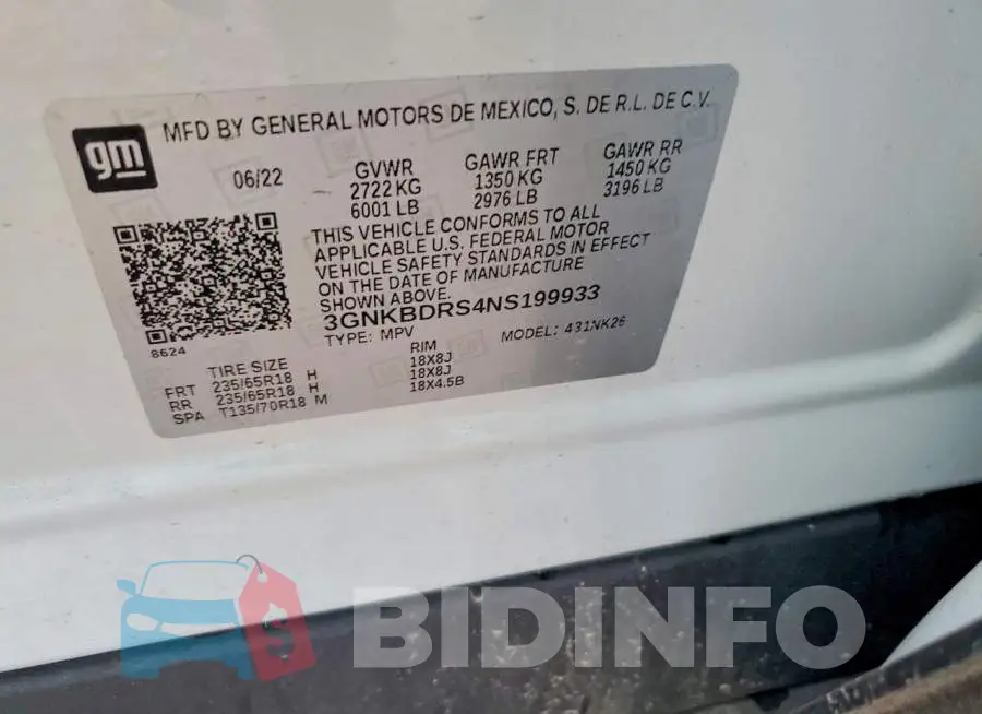 3GNKBDRS4NS199933 Photo# 11